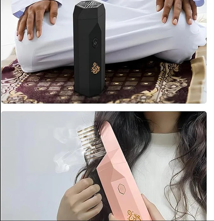 Bakhoor Electric Incense Burner & Hair Fragrance Comb – 2-in-1 Portable